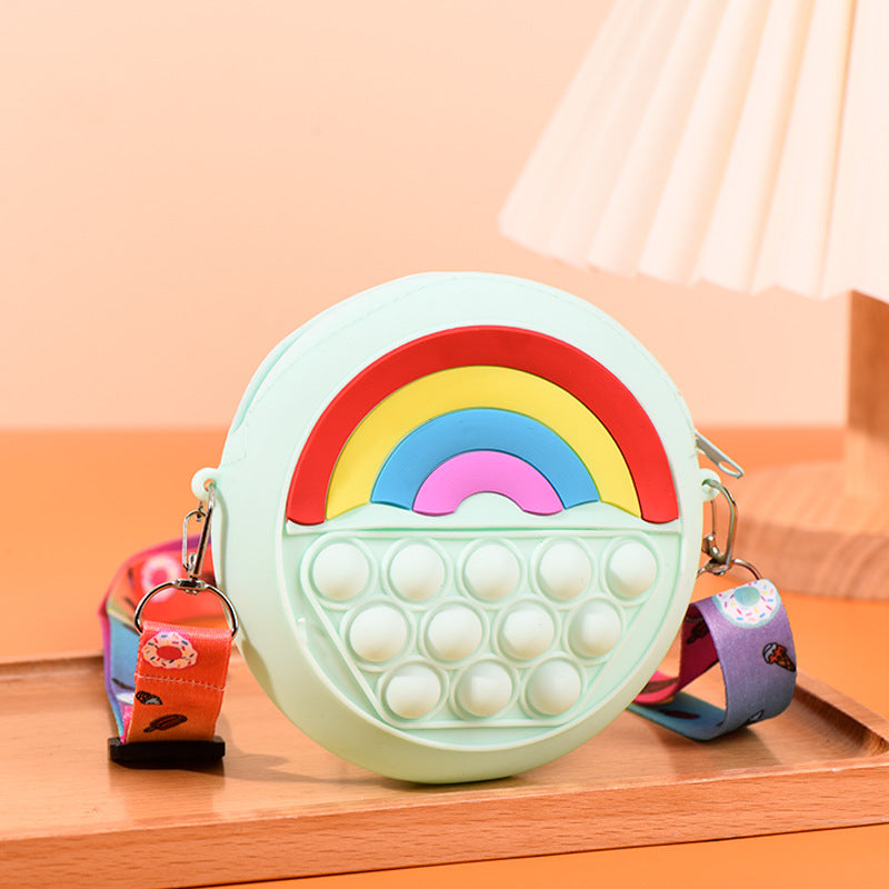 Wholesale Rainbow Silicone Decompression Kids Shoulder Bag